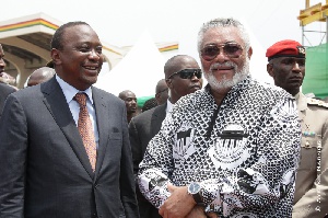 Ex President JJ Rawlings with Kenya's President Uhuru Kenyatta