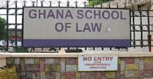 Signage of the Ghana School of Law at Makola in Accra