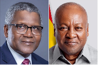 L-R: Nigerian business mogul Aliko Dangote and President John Dramani Mahama