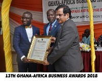 David Adikah & V. S. Reddy receiving the award on behalf of Avnash Industries Ghana Limited