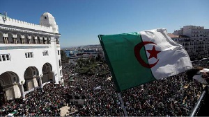 Demonstrators stage a protest