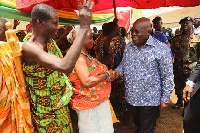 Akufo-Addo exchanging pleasantries with locals at the launch in Goaso