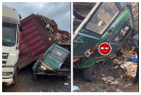 A picture of the tipper truck lying on the Sprinter bus
