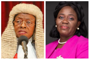 Sophia Akuffo (L) has condemned the removal of Chief Justice Gertrude Torkornoo (R)