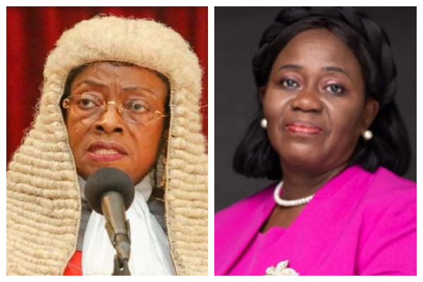 Sophia Akuffo (L) has condemned the removal of Chief Justice Gertrude Torkornoo (R)