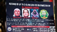 A poster with images of Al-Shabaab leaders Mahad Karate, Jehad Mostafa and Ahmed Diriye