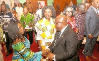 President Akufo-Addo exchanging pleasantries with some members of the National Development Planning