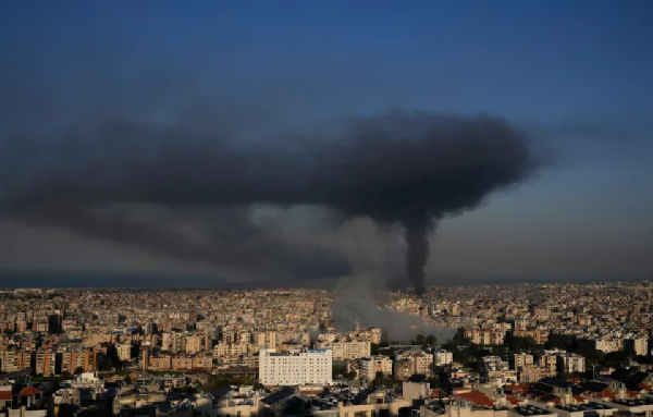 Smoke rises from Israeli air attacks in Dahiyeh after an Israeli strike, March 3, 2026