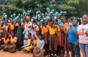 School girls received  a pad each