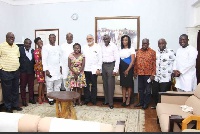 Rawlings and his guests, led by Mr. Kojo Bonsu, in a group photo