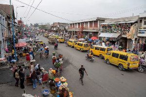 A general view shows traders selling their merchandise at the Birere market