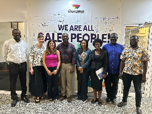 The BBC team with the GhanaWeb management when they visited