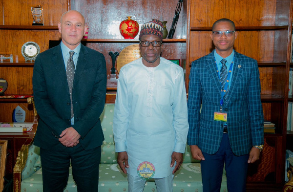 Alban Bagbin sandwiched by Saul Lehrfreund and Francis-Xavier Sosu