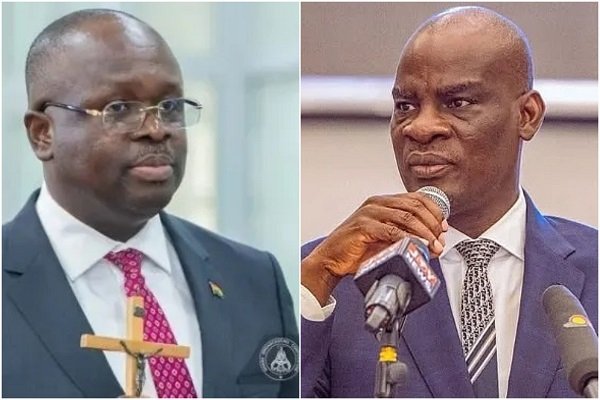 Dr Edward Omane Boamah (L) was introduced to the NDC leadership by Haruna Iddrisu (R)