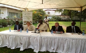 Former President Kufuor(middle) speaking at the Global Panel on Agriculture