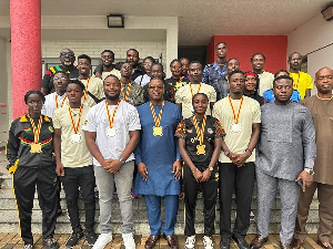 The CEO of Ghana Gas and officials with the players