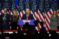 Former President Donald Trump speaks at his election night watch party in West Palm Beach, Florida