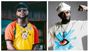 Nigerian Afrobeats singer Davido (L) and Ghanaian award-winning musician Black Sherif (R)