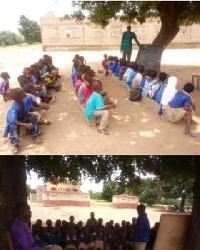 Some of the students were found sitting on the bare floor with blocks of stones improvised as seats