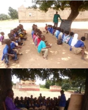 Some of the students were found sitting on the bare floor with blocks of stones improvised as seats