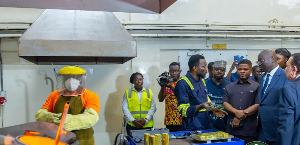 Dr Ato Forson and Sammy Gyamfi inspect Gold Coast Refinery with other officials