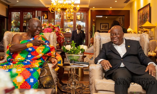 Nana Addo Dankwa Akufo-Addo (R) and Asantehene, Otumfuo Osei Tutu II when the king visited