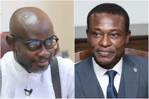 Davies (L) has dared Kissi Agyebeng to go ahead with his re-declaration of Ofori-Atta as wanted