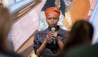 Nigerian-American artist, Toyin Ojih Odutola speaking at her solo art exhibitions