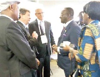 Dr Akoto interacting with Mr Adiv Baruch (2nd left), Chairman of the Israel Export Institute