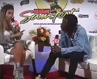 Stonebwoy being interviewed in Jamaica