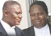 Justice Aboagye Tandoh (L) and Principal State Attorney Stella Ohene Appiah