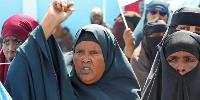 Somali women protest in Mogadishu on 7 January during a demonstration