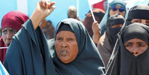 Somali women protest in Mogadishu on 7 January during a demonstration