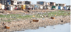 A slum located in a suburb in Accra
