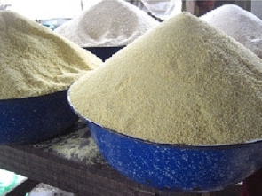 Heap of gari on the market