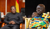 Bono Regional Minister, Joseph Addae Akwaboa (L) and Otumfuo Osei Tutu II (R)