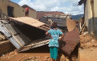 Some structures have flattened by ferocious winds that preceded a rainfall at Akyem Nkronso