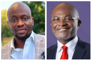 A photo collage of Hamza Suhuyini and Kennedy Agyapong