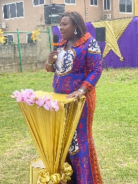 The school owner, Mrs. Cornelia Boateng speaking at the 10th anniversary celebration