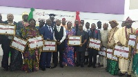 Hon. Tina Gifty Mensah (middle right) in a group picture with award winners
