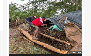 Stephen Kamau, a villager who survived the Mai Mahiu flood, has been searching through debris