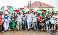 Samuel Okudzeto Ablakwa (all white in the middle) with some of his supporters