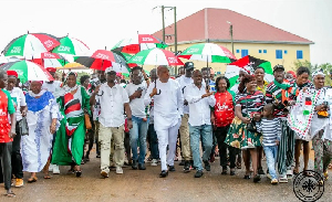 Samuel Okudzeto Ablakwa (all white in the middle) with some of his supporters