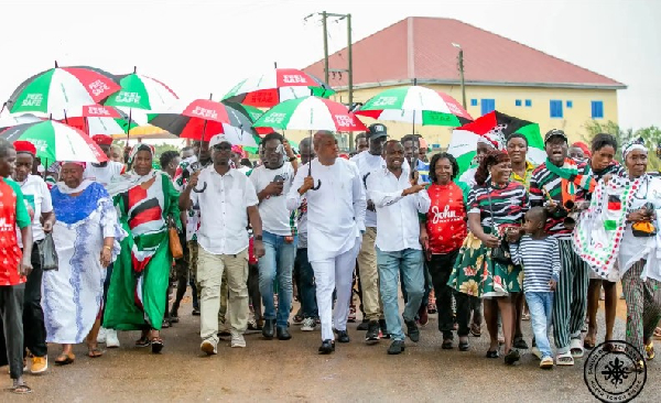 Samuel Okudzeto Ablakwa (all white in the middle) with some of his supporters