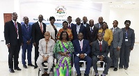Mrs Ursula Owusu-Ekuful and Mustapha Hamid in a group photograph with management of NCA