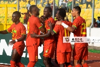 Some players of the Black Stars celebrating their victory