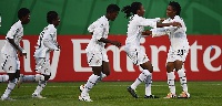 The Black Princesses celebrate a goal against South Africa