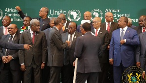 President Akufo-Addo interacting with President Paul Kagame