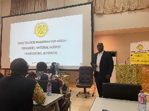 Director General of the Ghana Geological Survey Authority, Isaac Mwinbelle in a presentation