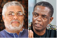 L-R: The late Jerry John Rawlings and veteran broadcaster Kwesi Pratt